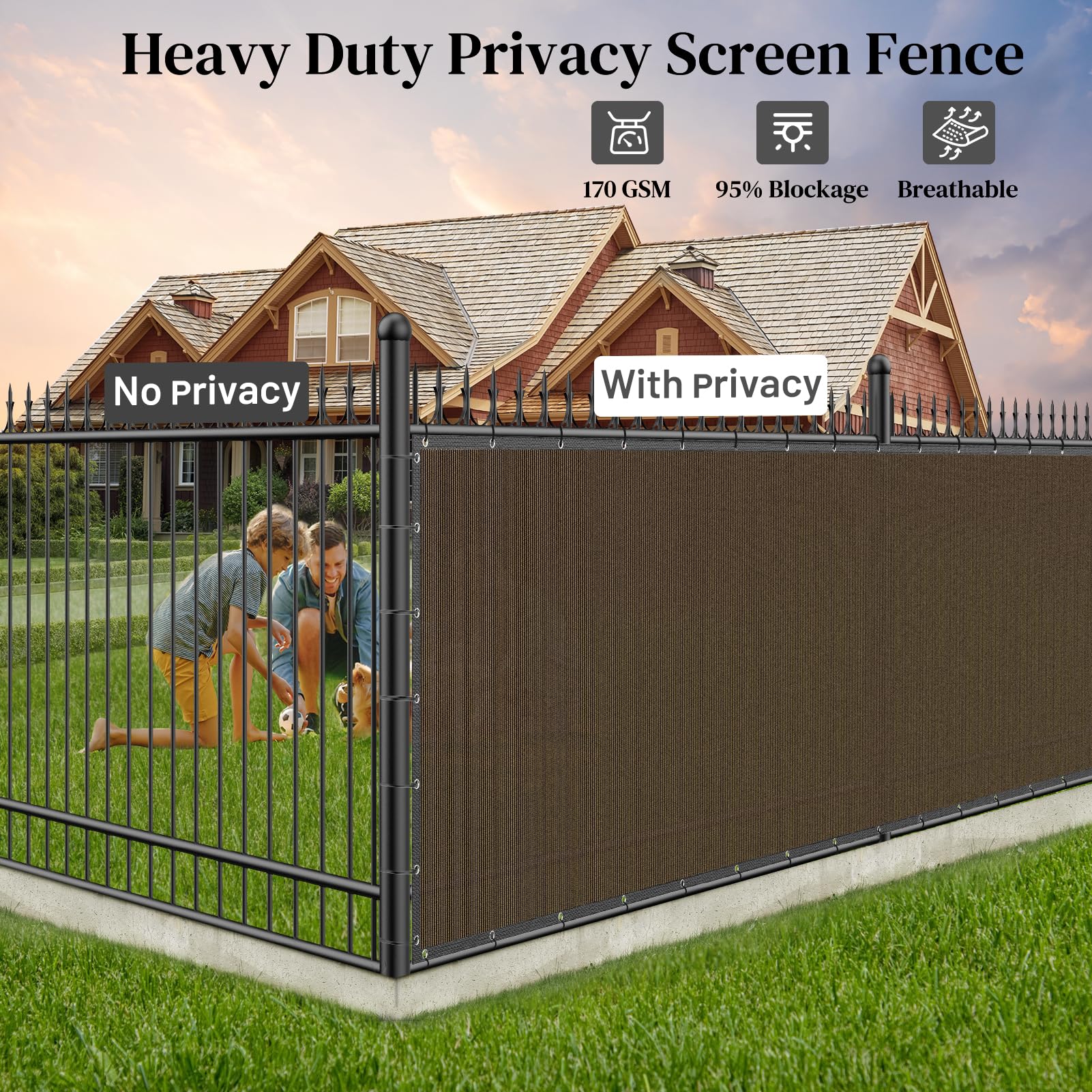 Winpull chain-link fence privacy screen over a chain-link fence for discreet outdoor space.