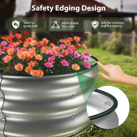 Winpull galvanized planter box with safety edging protects hands during assembly