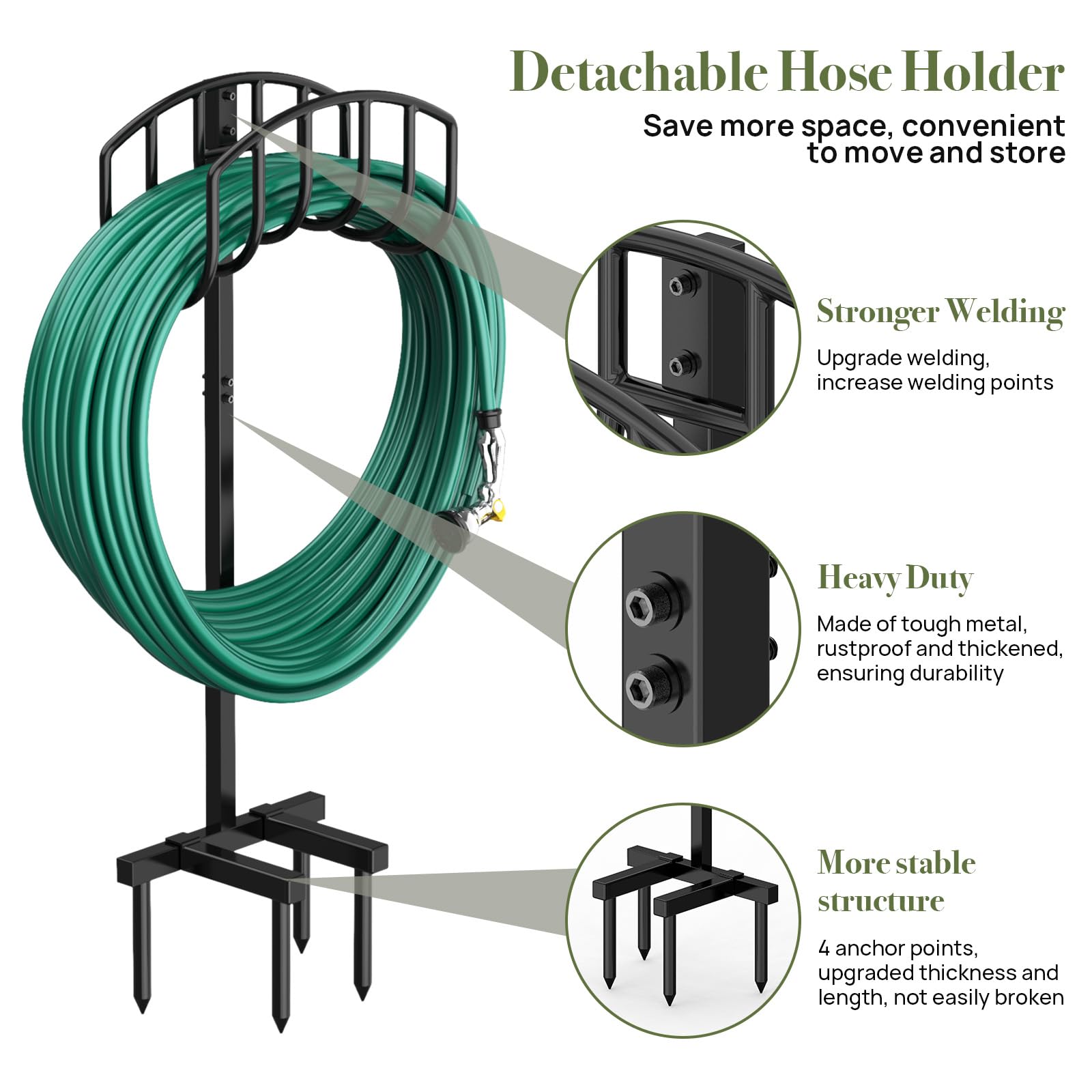 Winpull 4-anchor points secure the reel for steady watering on any surface.
