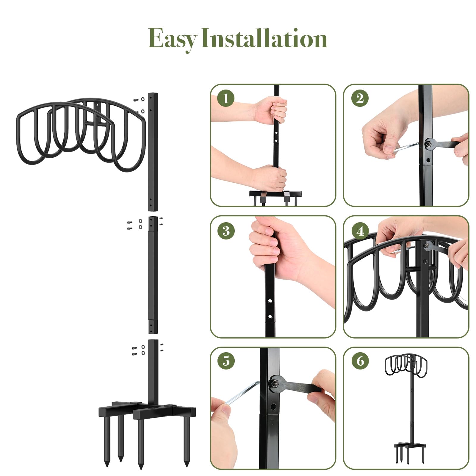 Winpull outdoor storage stand keeps hoses, sprinklers, and accessories within reach.