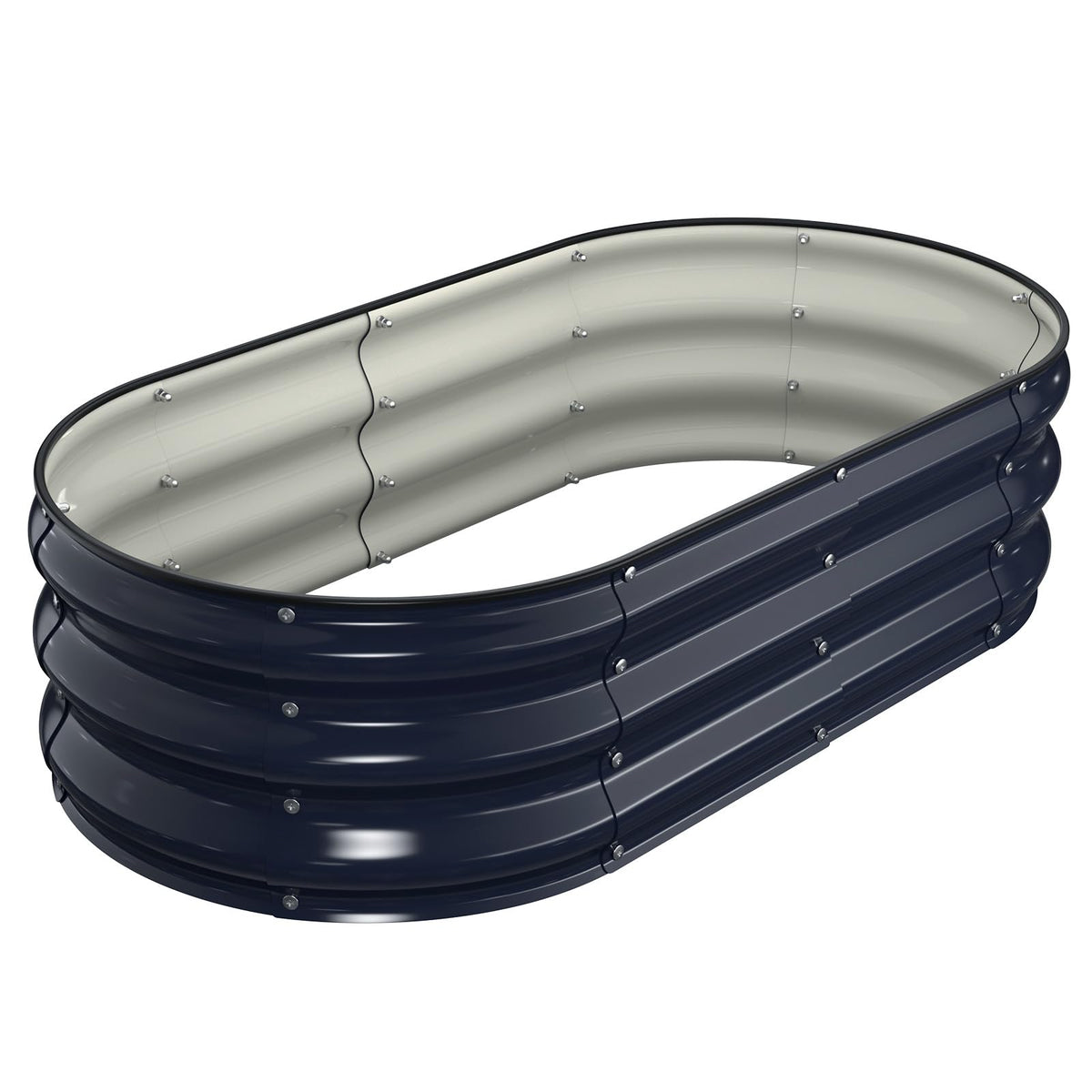 Winpull raised bed 4x2x1ft navy blue side view, showcasing durable outdoor construction