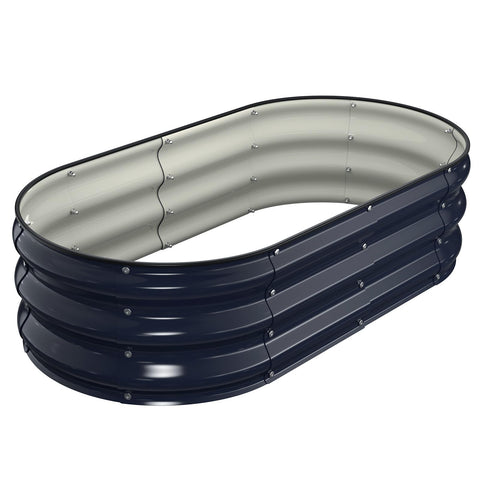 Winpull raised bed 4x2x1ft navy blue side view, showcasing durable outdoor construction