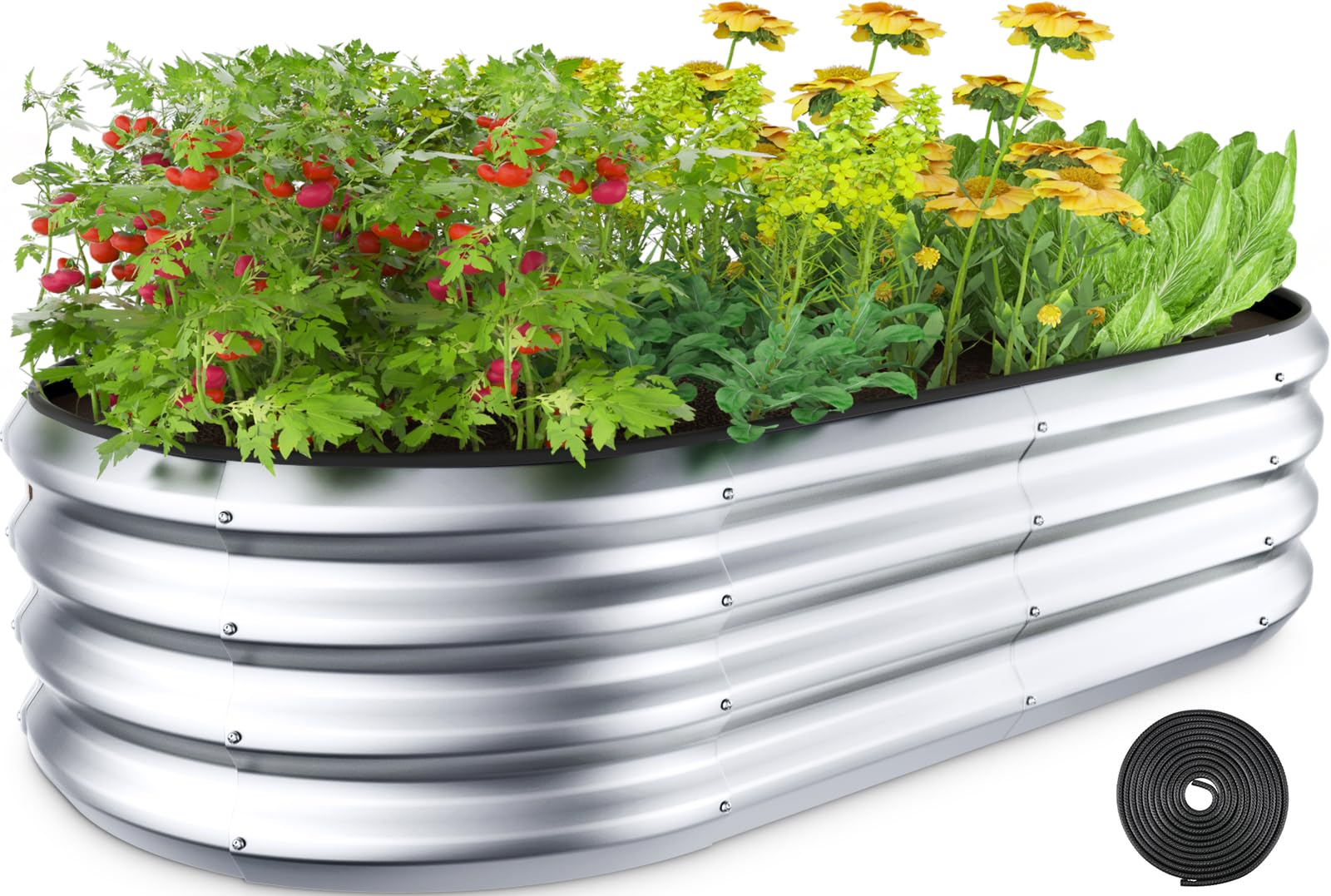 Winpull raised bed 4x2x1ft in silver provides sturdy framing for vegetables