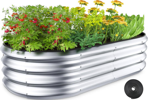 Winpull raised bed 4x2x1ft in silver provides sturdy framing for vegetables