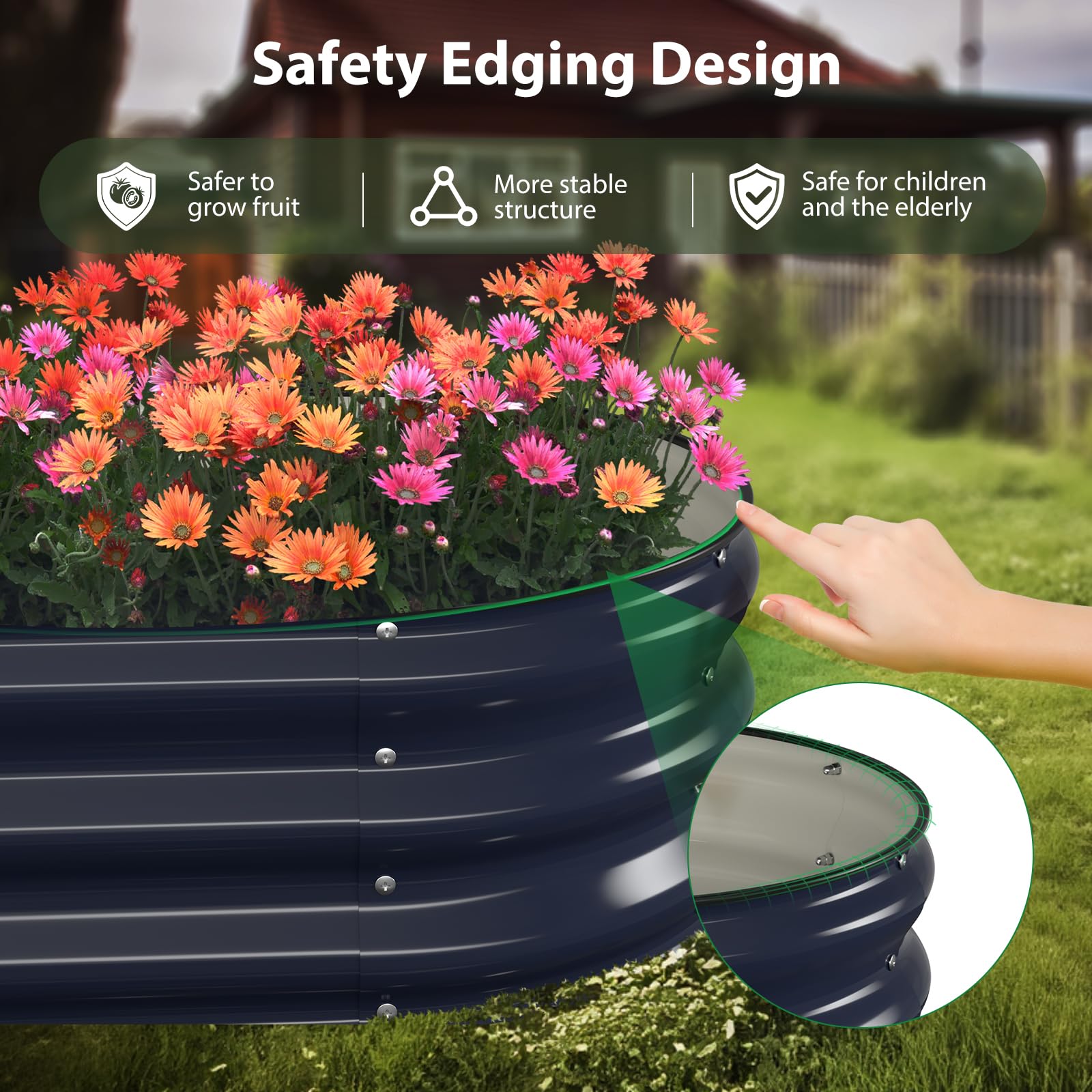 Close-up of Winpull galvanized steel edge with safety rubber