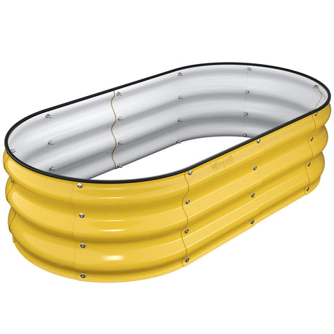 Winpull raised garden bed front view in cream yellow, ideal for patios