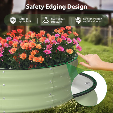 Winpull raised garden bed kit shows oval galvanized design and durable construction