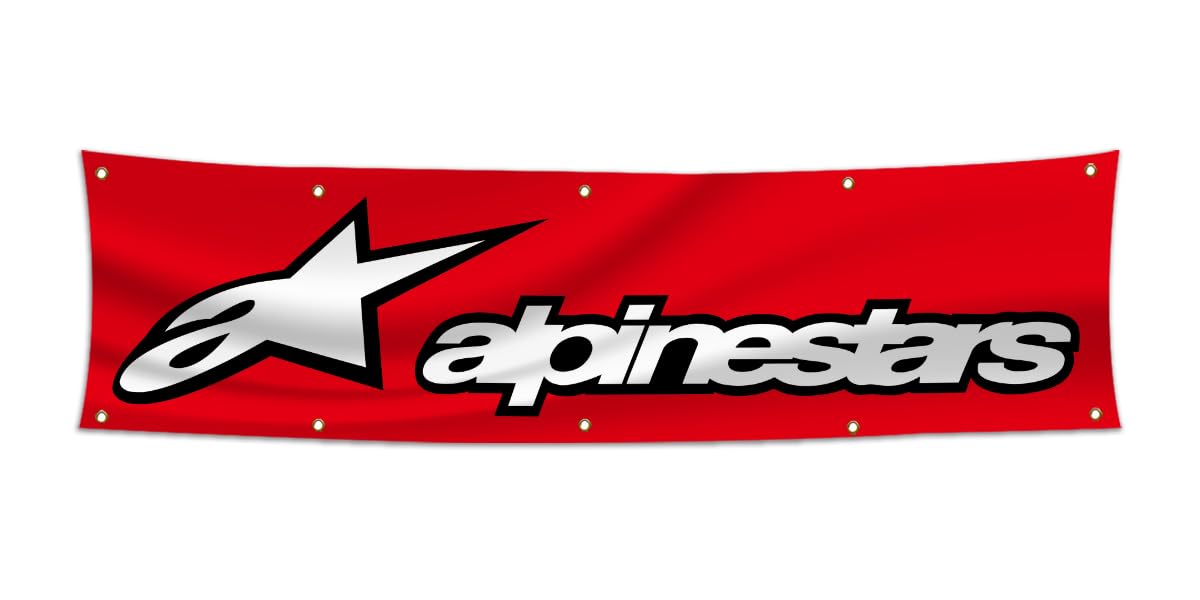 Winuxury Alpinestar banner flag 2x8ft front view for garage display