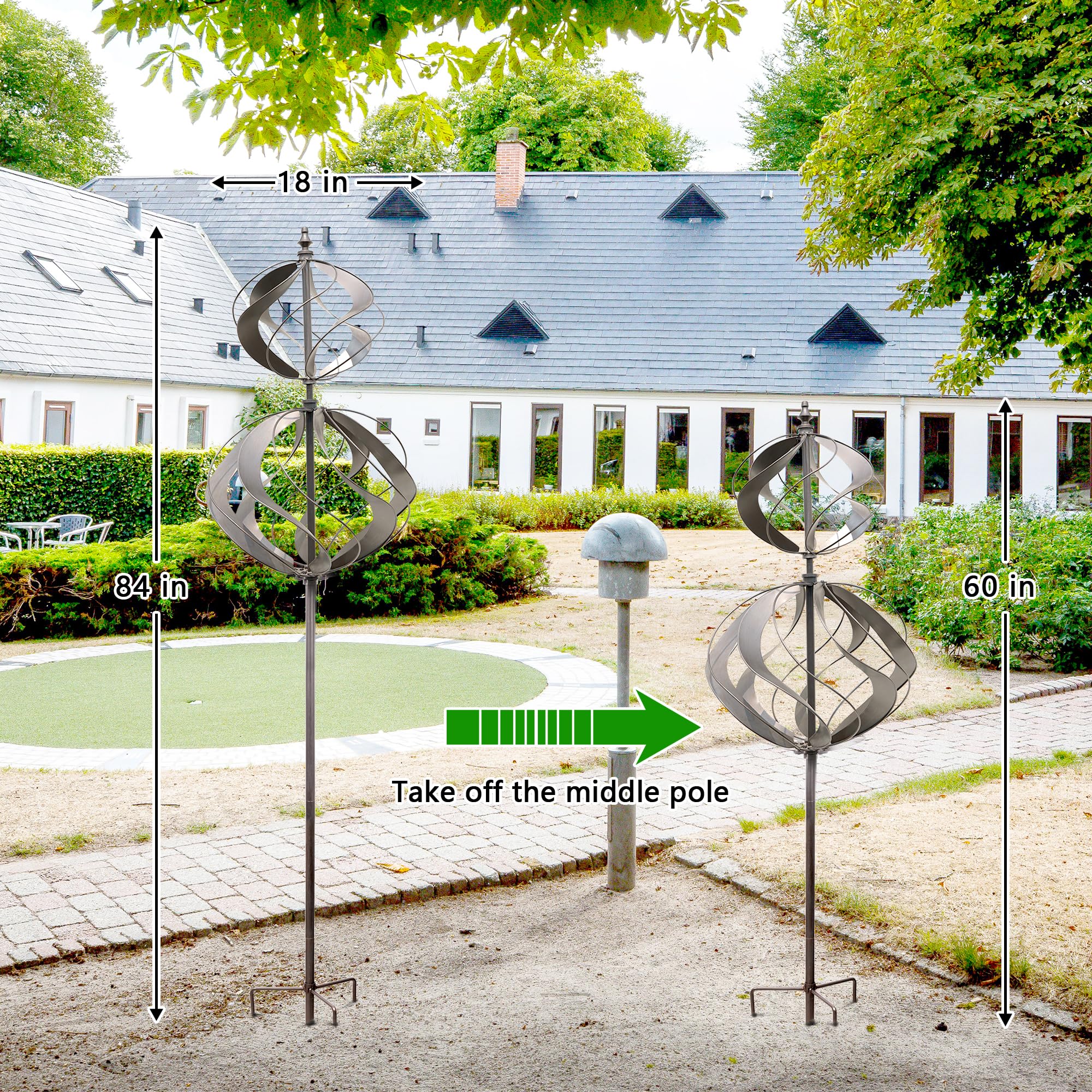 WinWindSpinner height-adjustable pole for customizable yard setup.