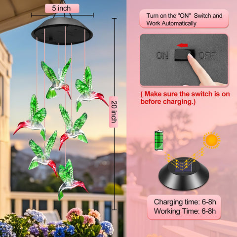 Winzwon wind chime color-change feature delivers dynamic garden lighting after charging.