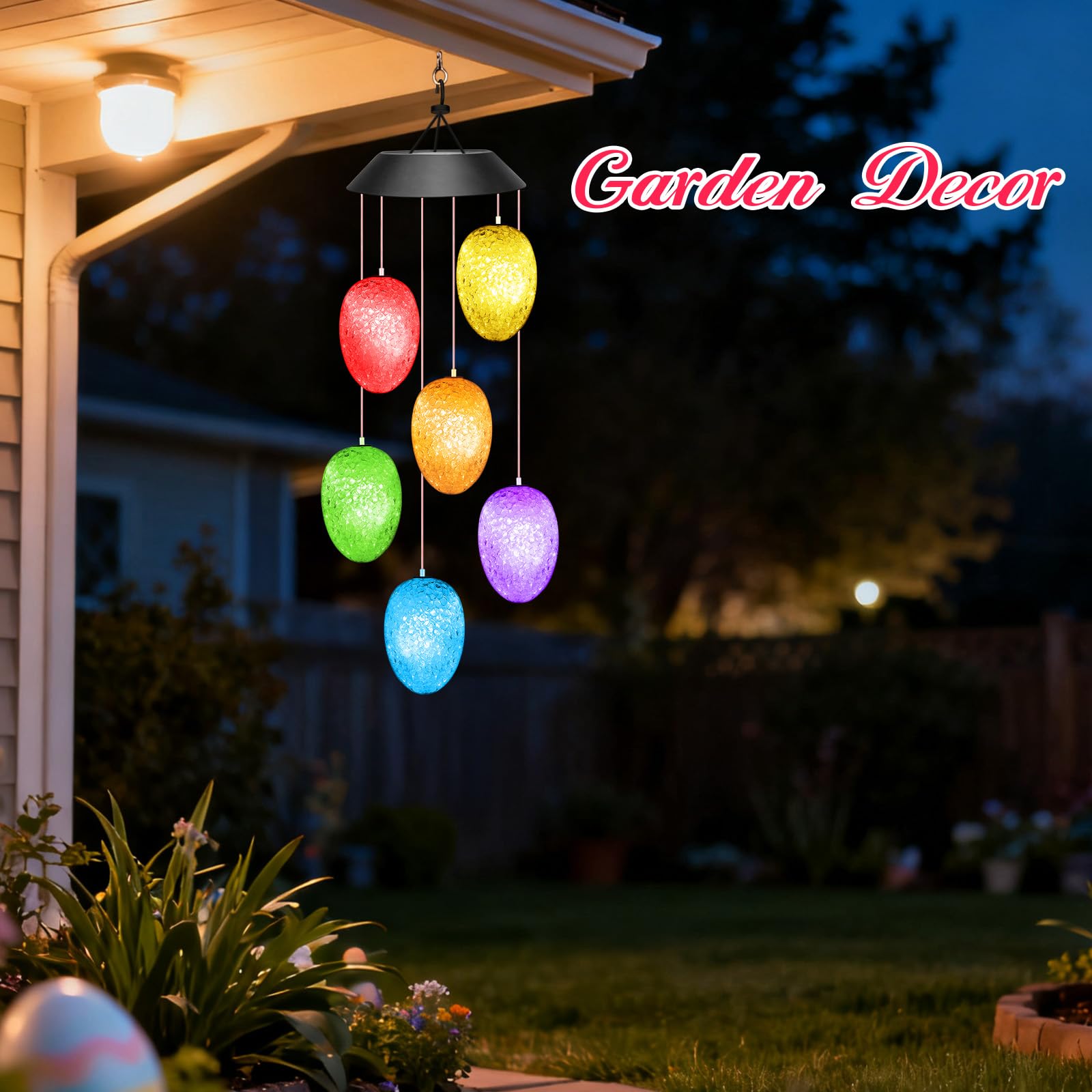 Winzwon hanging eggs wind chimes brighten doors and windows with lively hues.