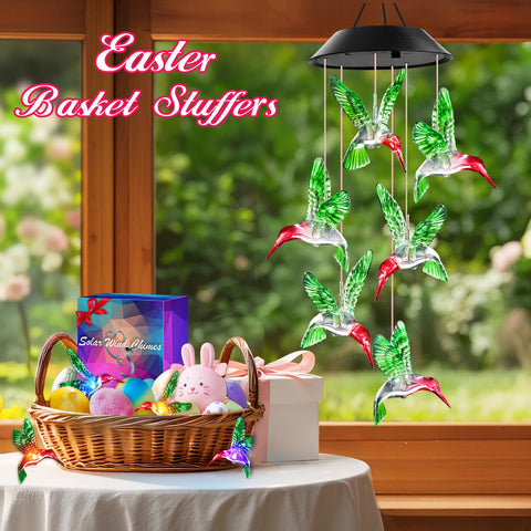 Winzwon wind chimes with solar light hang on doors, adding decorative light and charm.