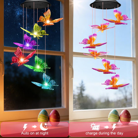 Winzwon yard decor butterfly wind chime brightening terraces and entrances.