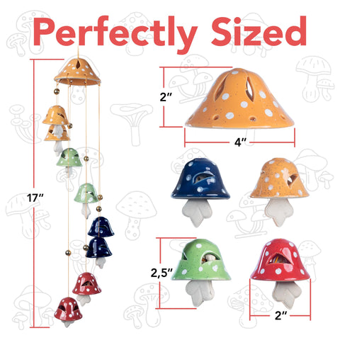 Wiosi handcrafted ceramic chimes showcase vibrant mushrooms for whimsical decor.