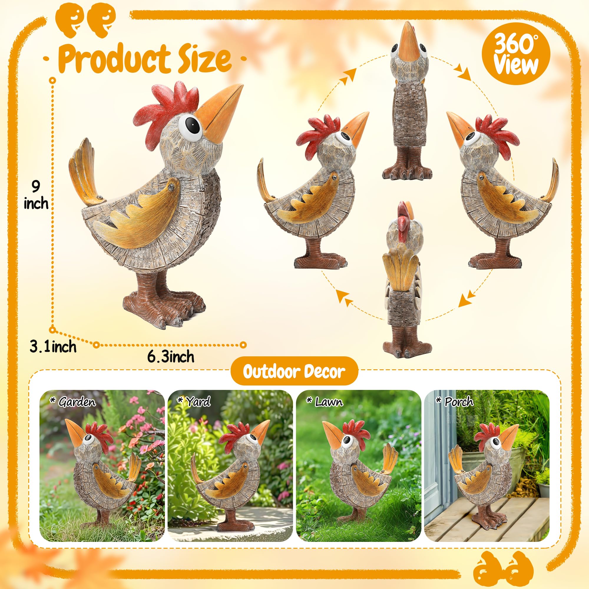 Wiresusan garden rooster decor ideal for yard landscape and pathways