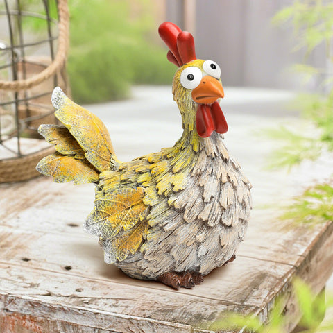 Wiresusan outdoor chicken statue, front view, adds playful charm to yard décor.