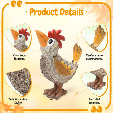 Wiresusan resin chicken figurine remains waterproof and fade resistant for year round display