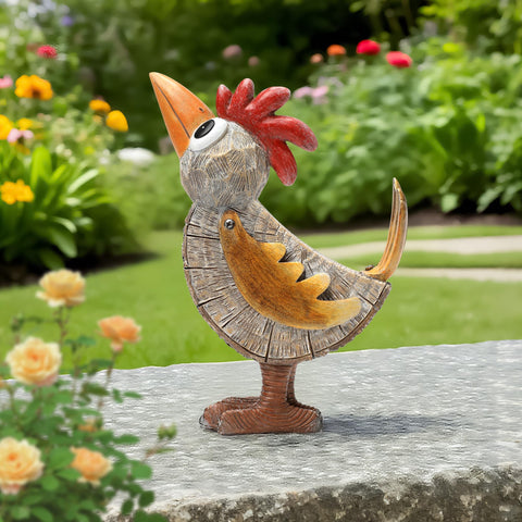 Wiresusan rooster statue measures 6-3 by 3-1 by 9 inches for decor versatility