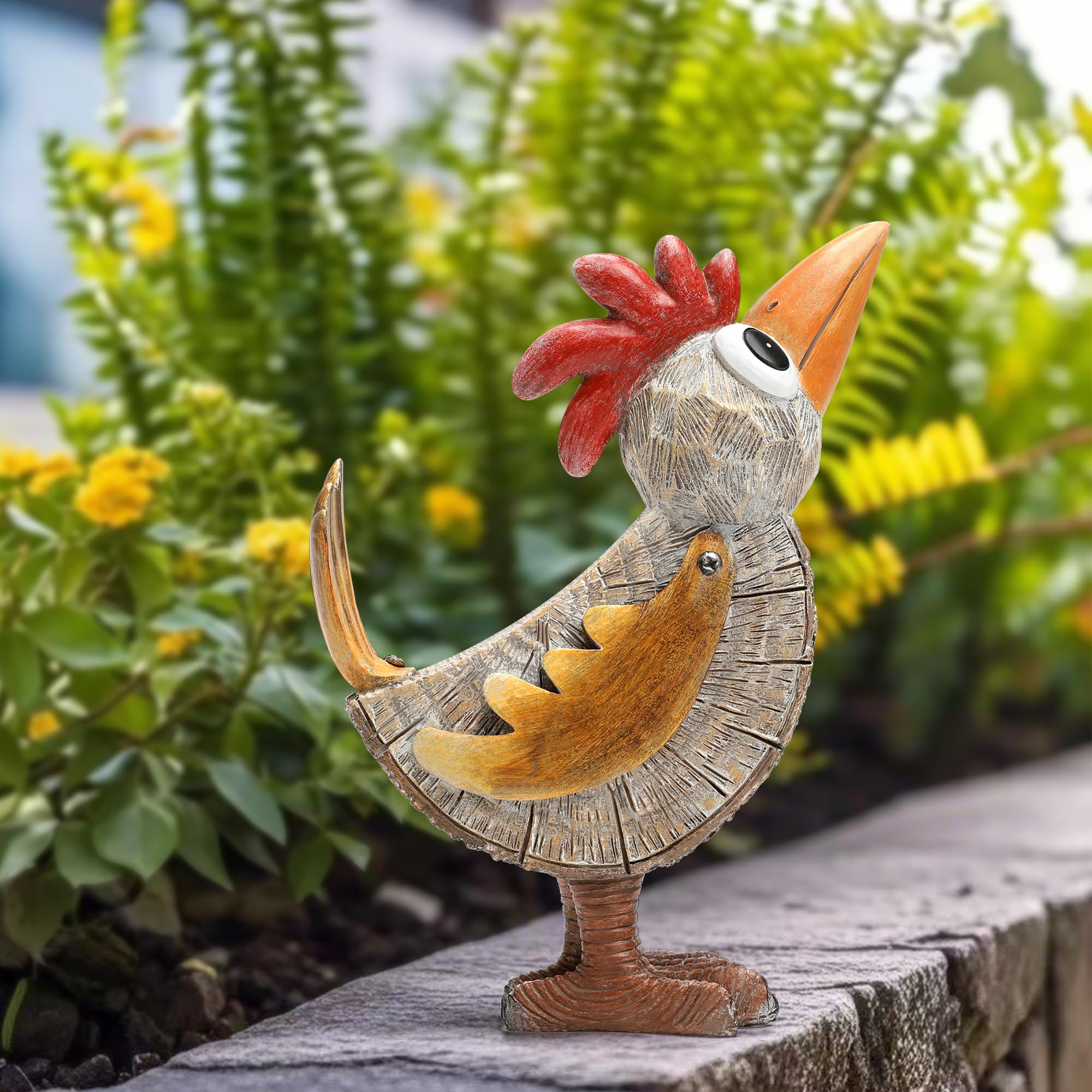 Wiresusan yard art rooster sculpture for pathways and porches with personality