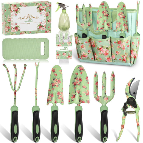 WisaKey 10-piece garden tools set with rust-proof stainless steel for lasting durability