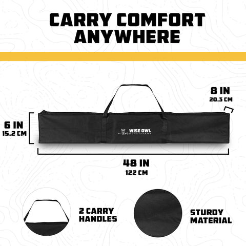 Wise Owl Outfitters hammock stand carrying bag for effortless transport.