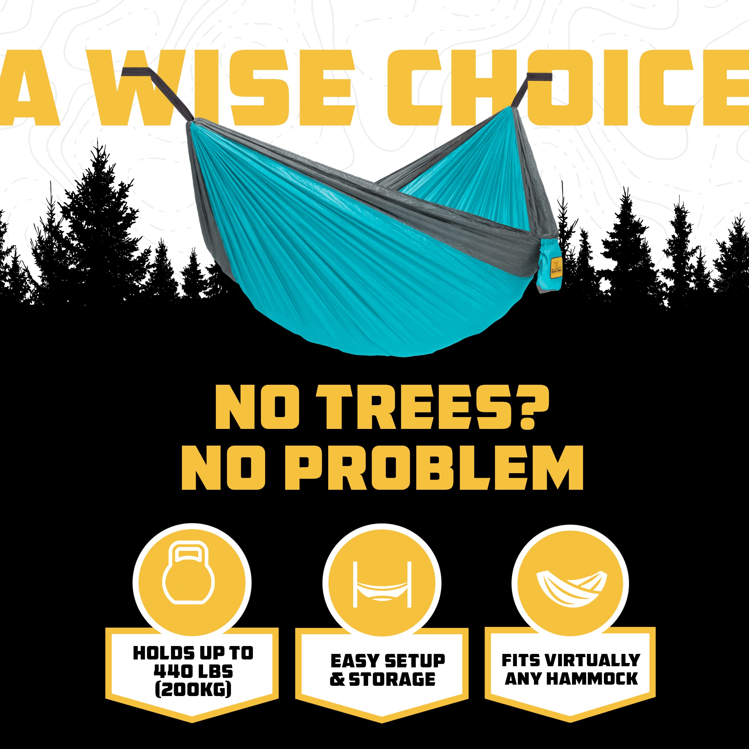 Wise Owl Outfitters hammock stand folded for compact storage in vehicles.