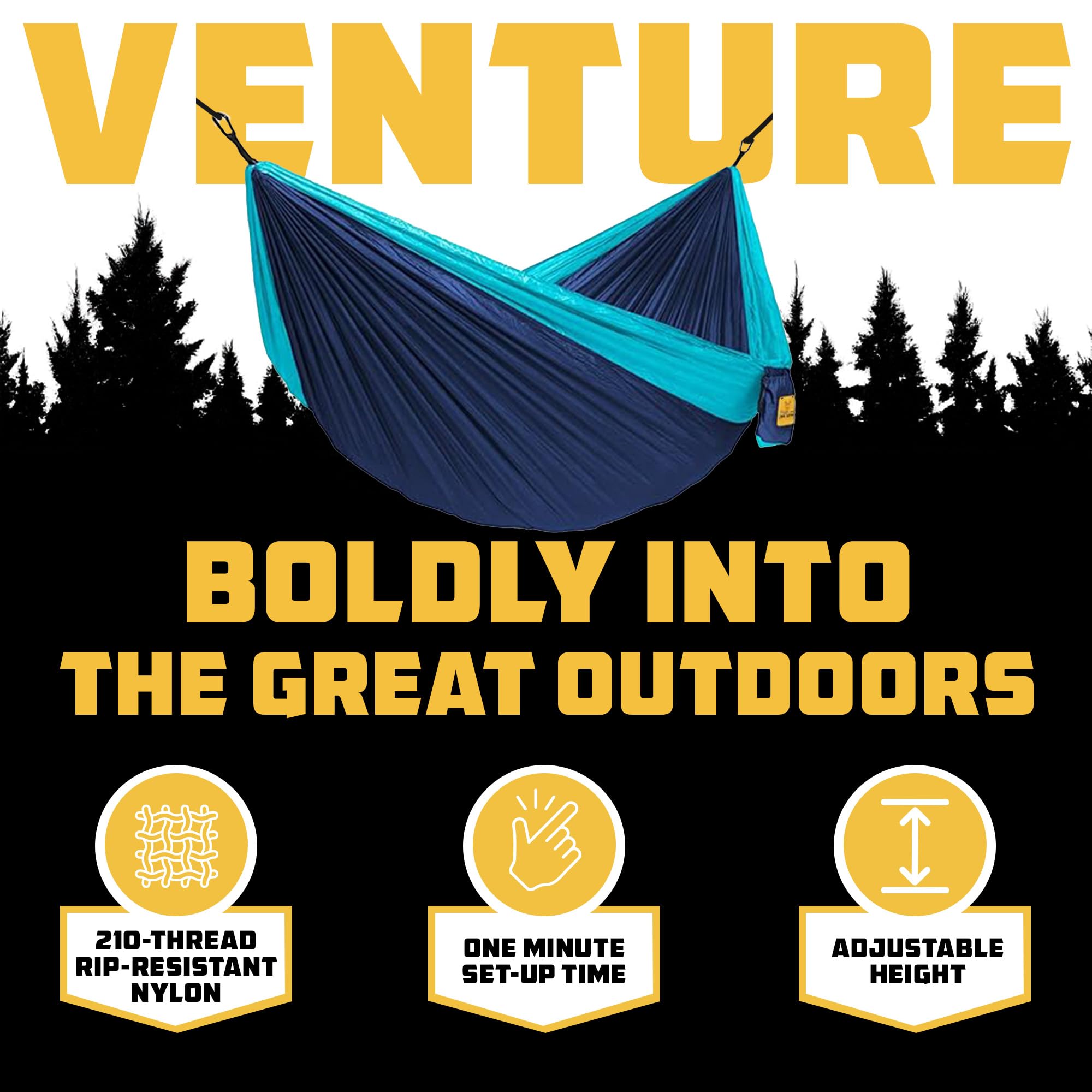 Wise Owl Outfitters hammock with durable parachute nylon for rugged outdoor use.