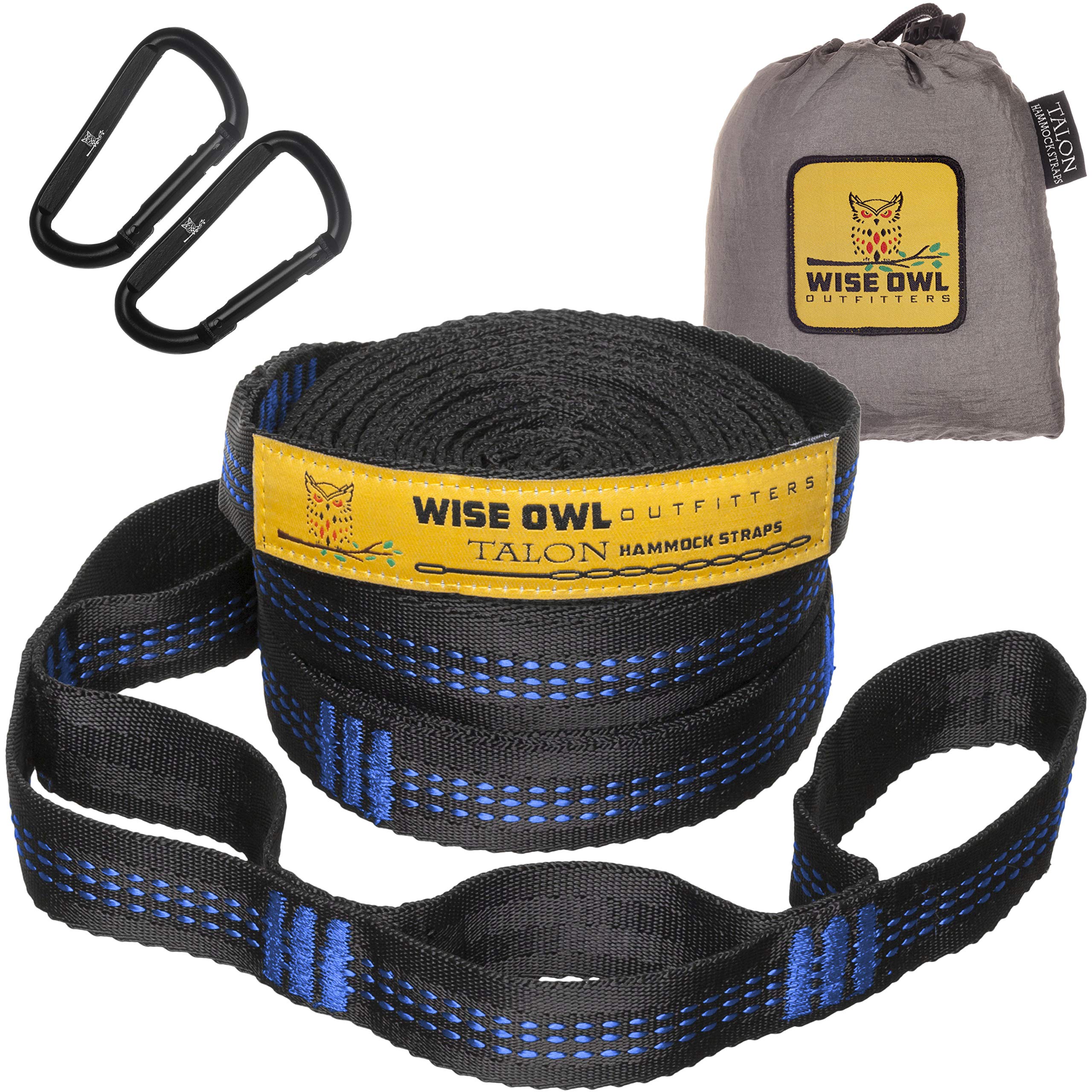 Wise Owl Outfitters Talon straps in setup mode for quick camping hangs