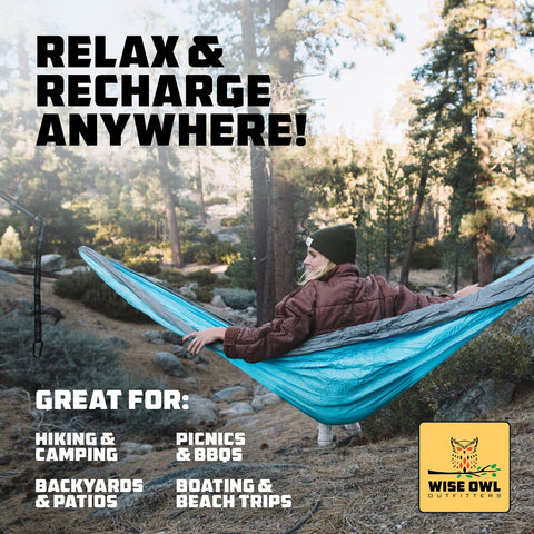 Wise Owl Outfitters tree-safe straps protect bark during outdoor use.