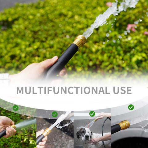 WiseFlow hose in use for garden watering, car wash, or pet bathing.