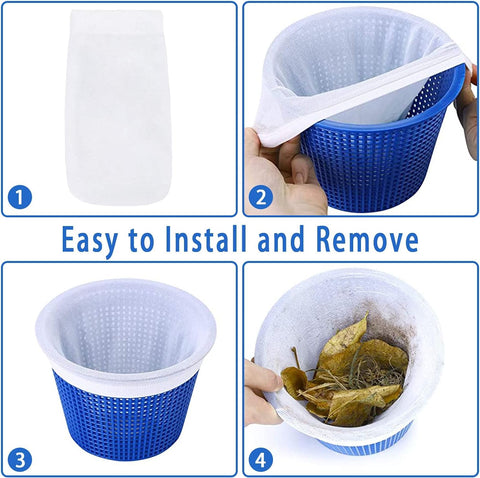 WishDiam socks being installed over a skimmer basket for quick protection