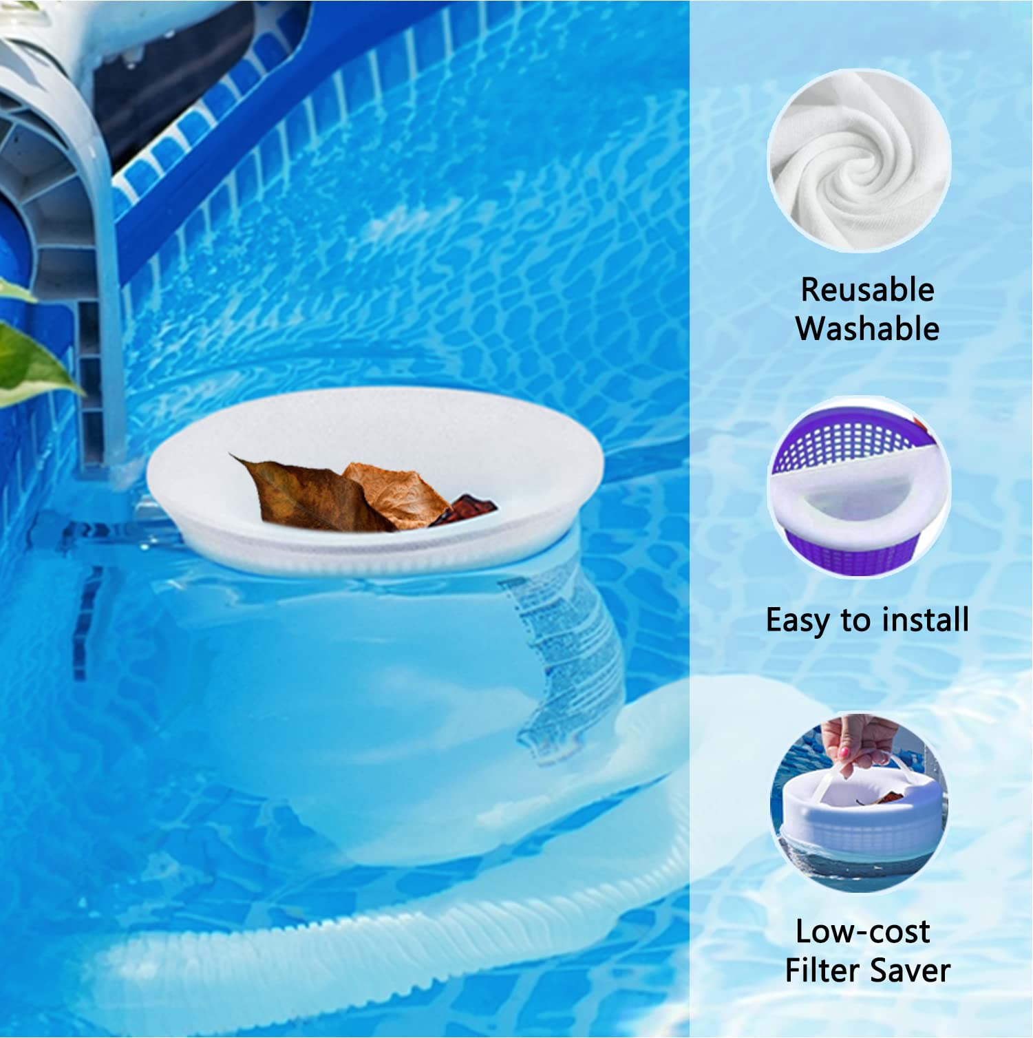 Wishdiam filter sock close-up showing easy cleaning and debris capture