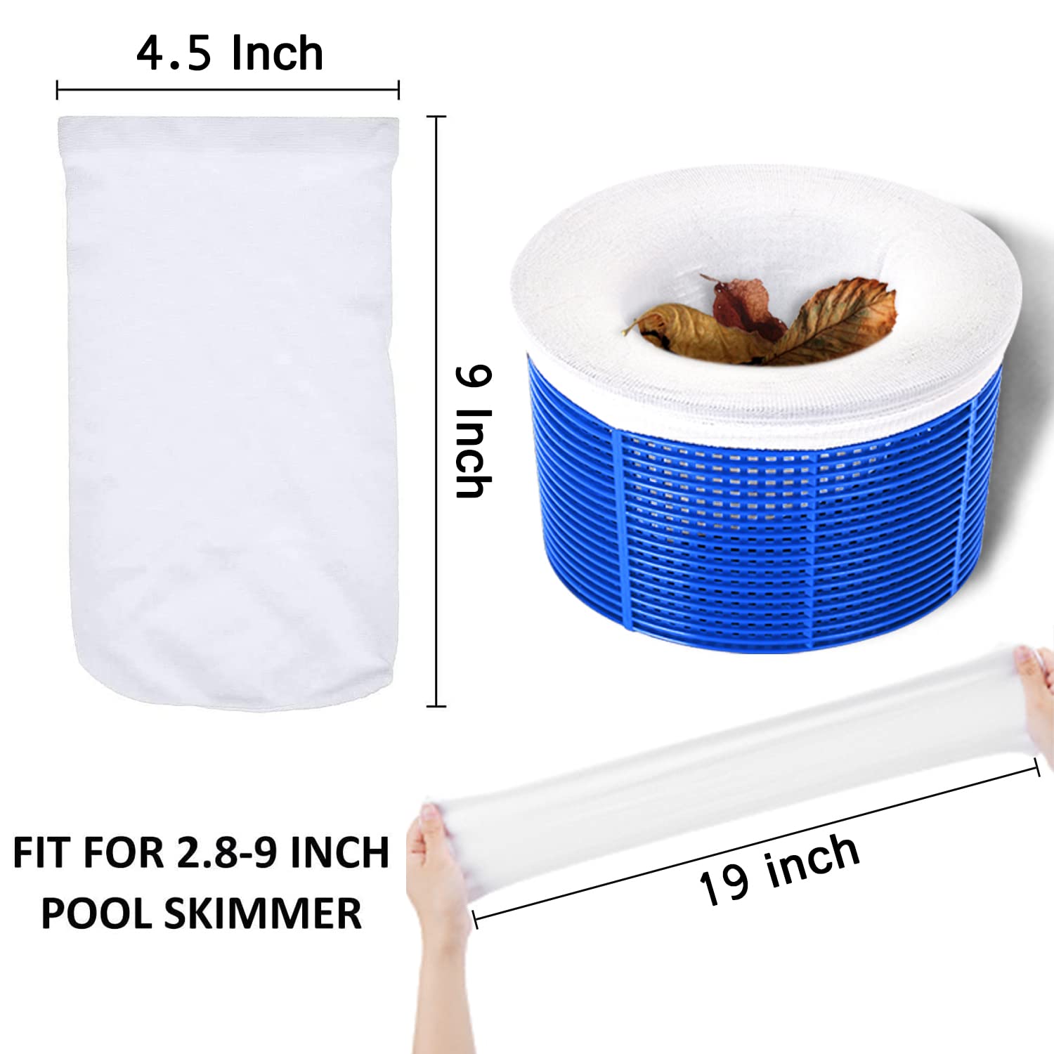 WishDiam ultra-fine mesh socks on a pool skimmer basket filtering tiny debris