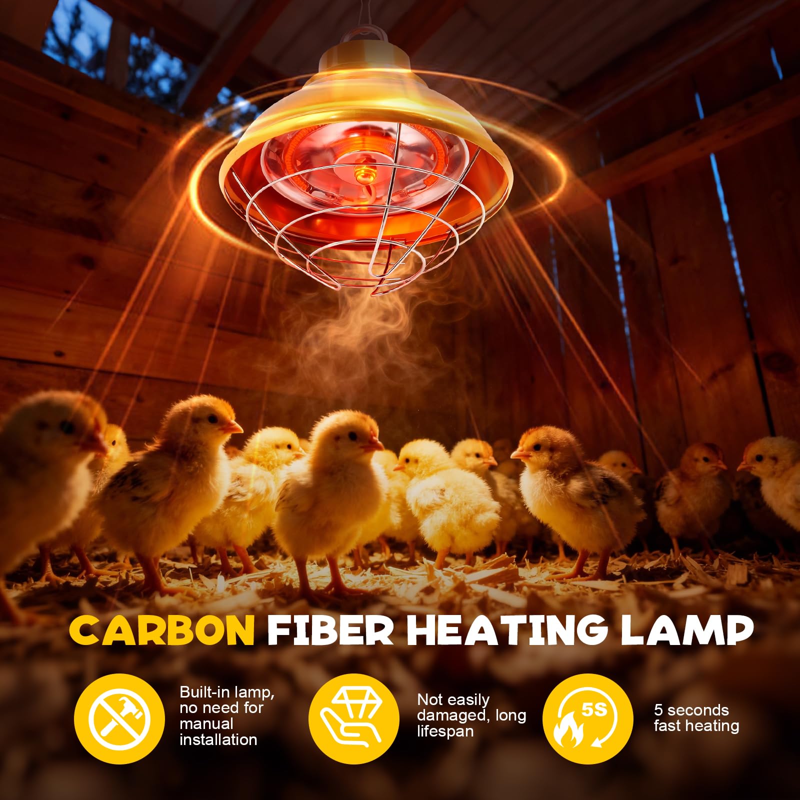 WISMOIER dual-power lamp with 175W/350W settings for poultry warmth