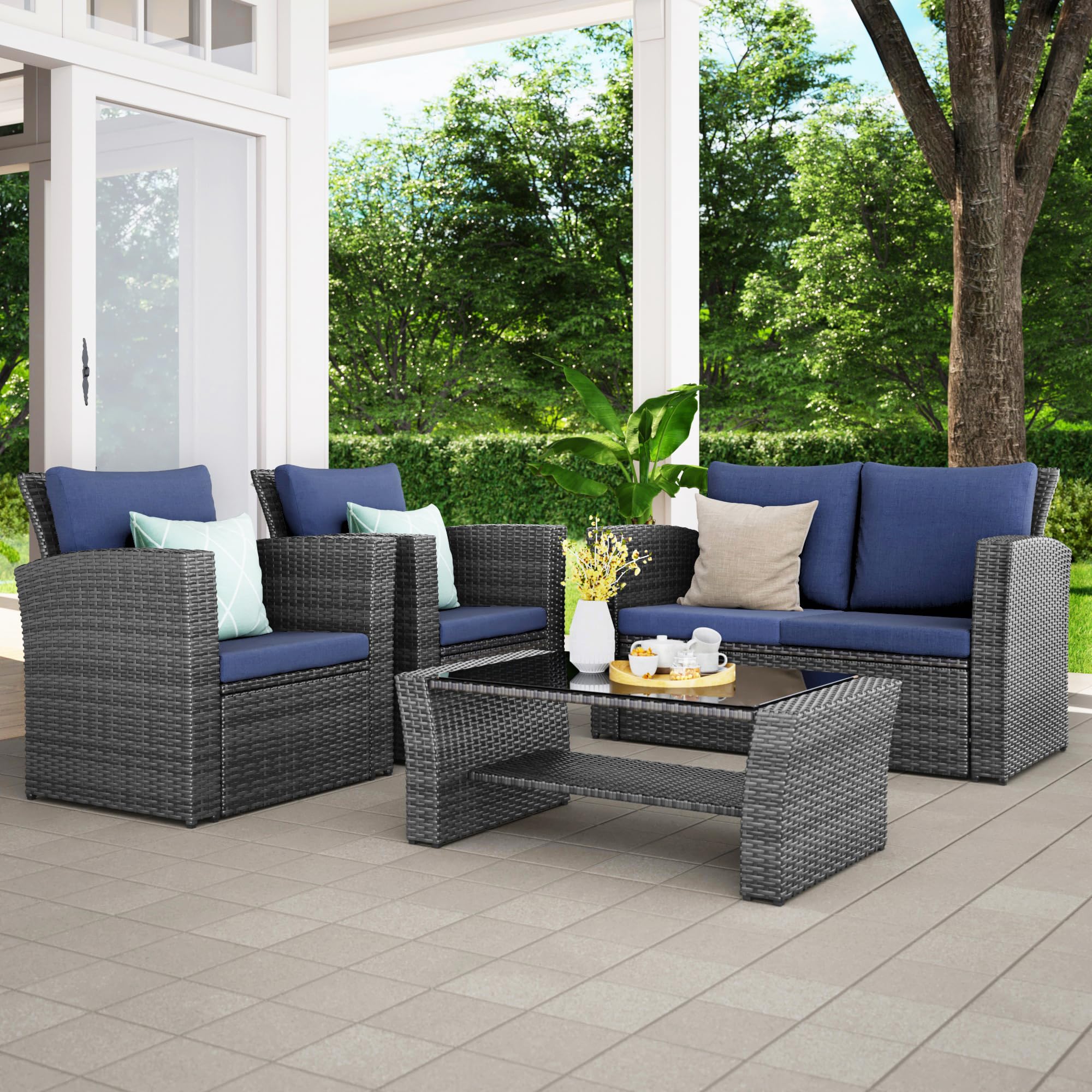 Wisteria Lane outdoor wicker sofa showcasing durable seating for balcony or garden