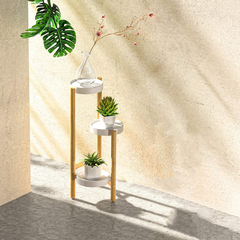 Wisuce bamboo plant shelf close-up grain highlights natural texture and eco-friendly materials.