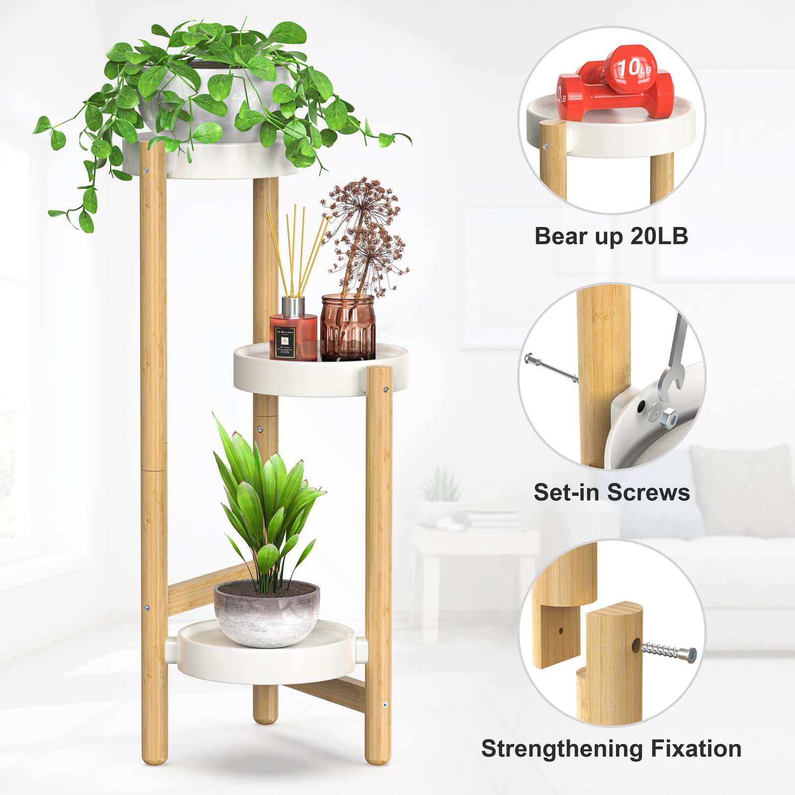 Wisuce bamboo stand in corner display enhances compact living room decor