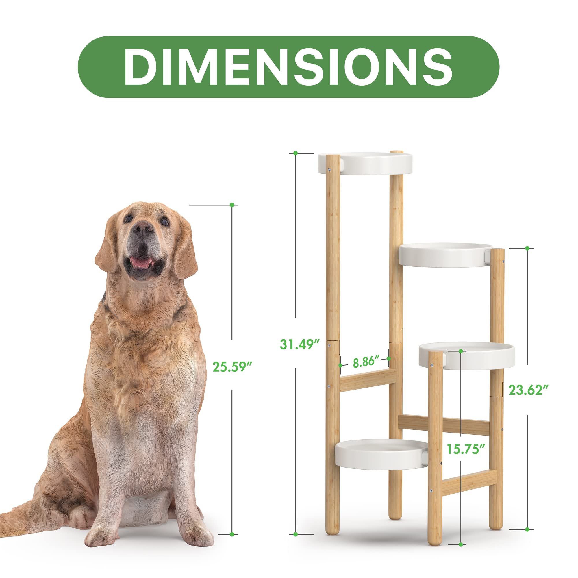 Wisuce bamboo plant stand with 3-tier pots highlighting stable platforms