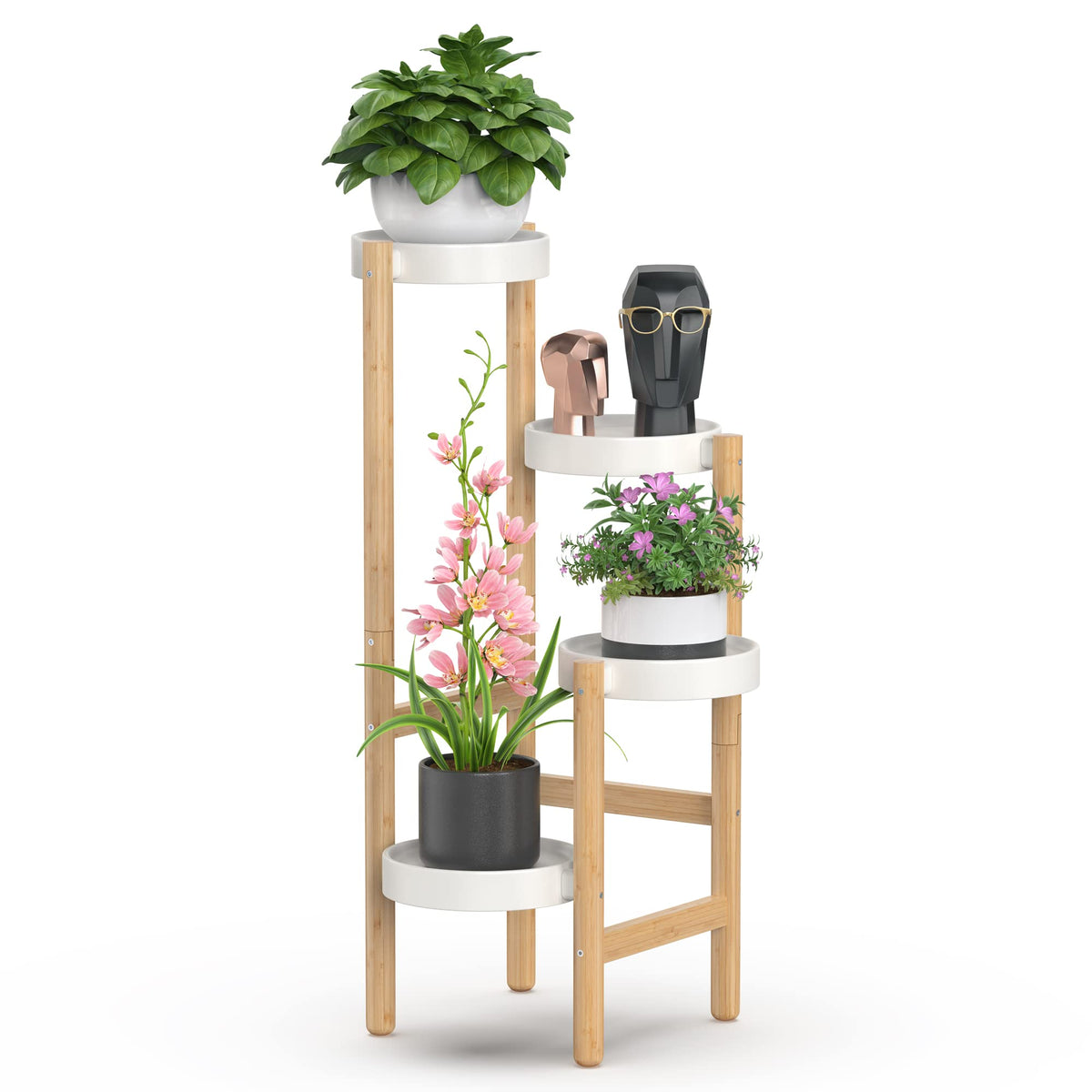 Wisuce bamboo plant stand corner display showing space-saving layout for a cozy room