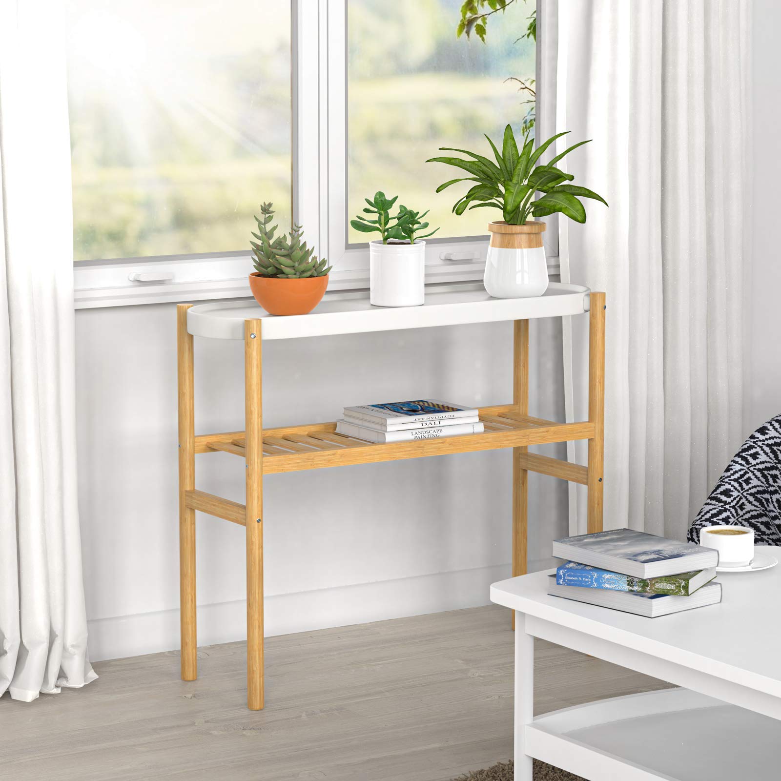 Wisuce window-side plant stand highlights balcony greens for compact space optimization.