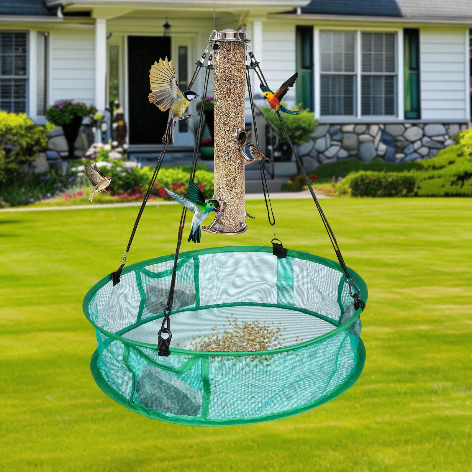 Two-pack Wisunichan seed catcher set for multiple feeders