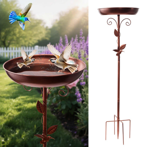 WITELIDA metal bird bath in antique bronze welcomes colorful backyard birds.