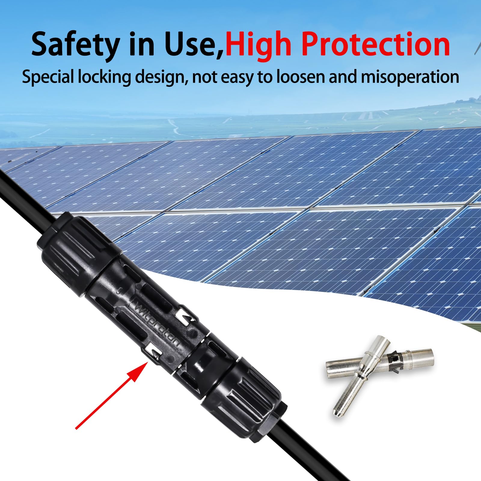 Witproton IP68 waterproof solar connector exterior withstands rain