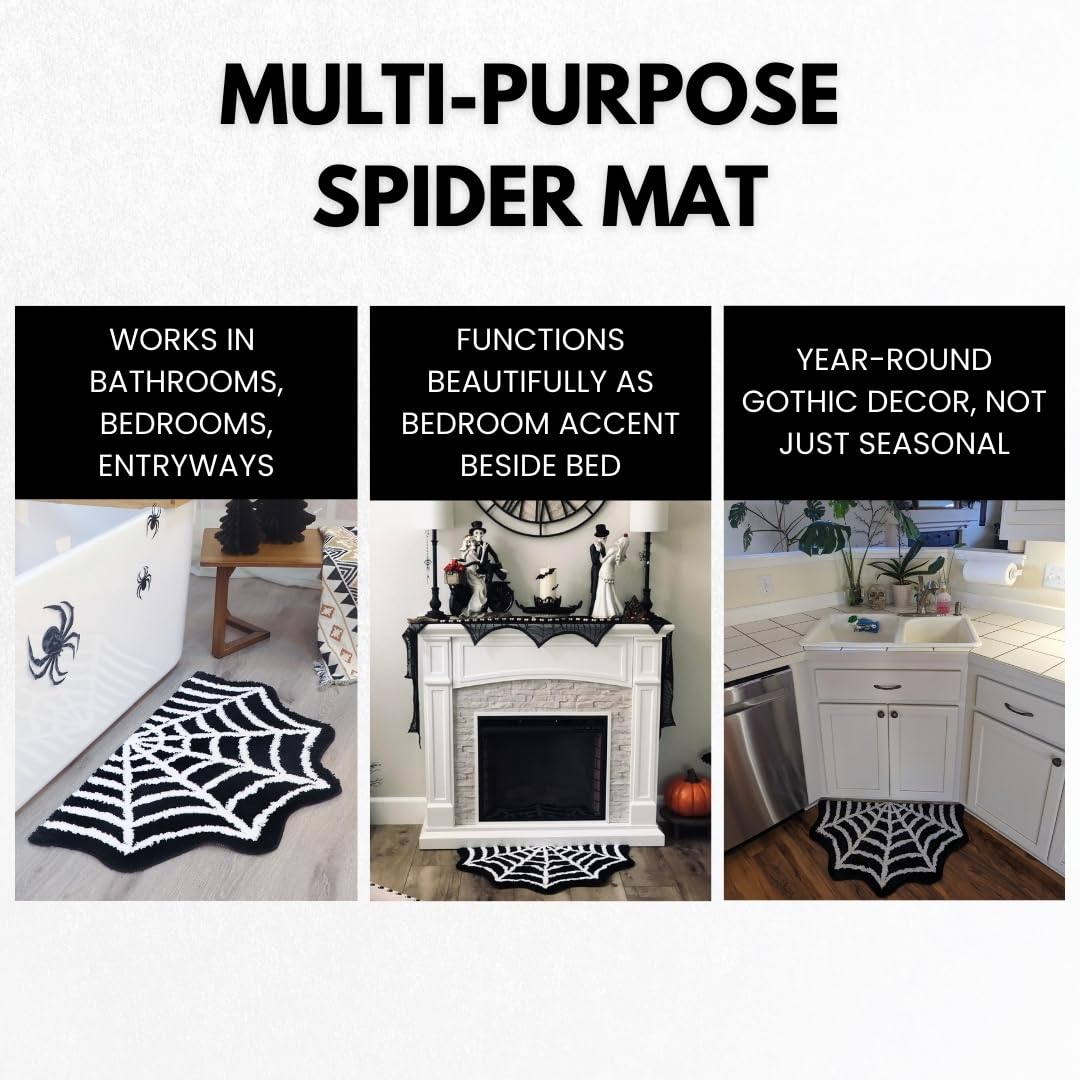 WITTIZA black and white gothic rug enhances Halloween decor year-round