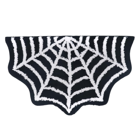 WITTIZA spider web bath mat front view adds gothic style to your bathroom and safe footing after showers