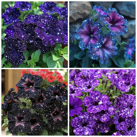 Wivolibe Night Sky petunia seeds pack ready for planting in beds or containers.