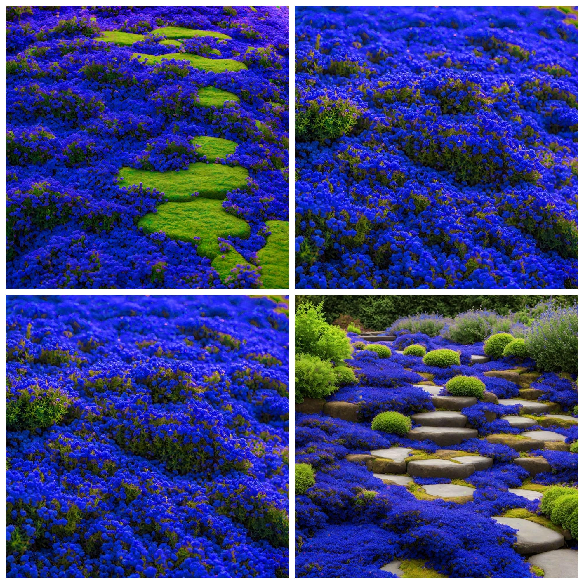Wivolibe creeping thyme seeds shown germinating in garden bed for easy planting.