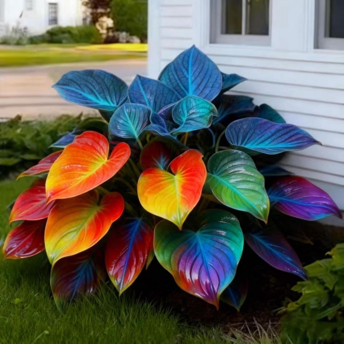 Wivolibe Hosta seeds heart-shaped leaves close-up highlighting foliage beauty for borders.