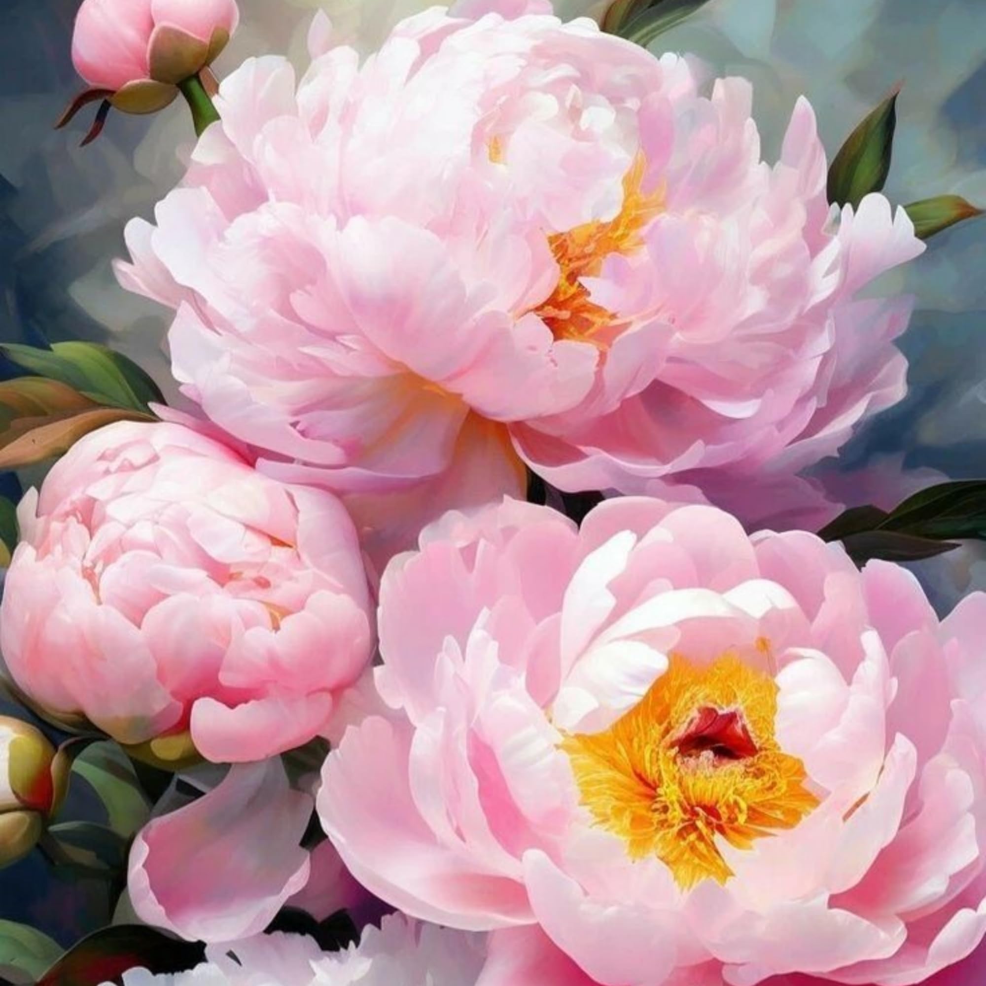 Wivolibe vibrant peony blooms in red, pink, white, purple shades.