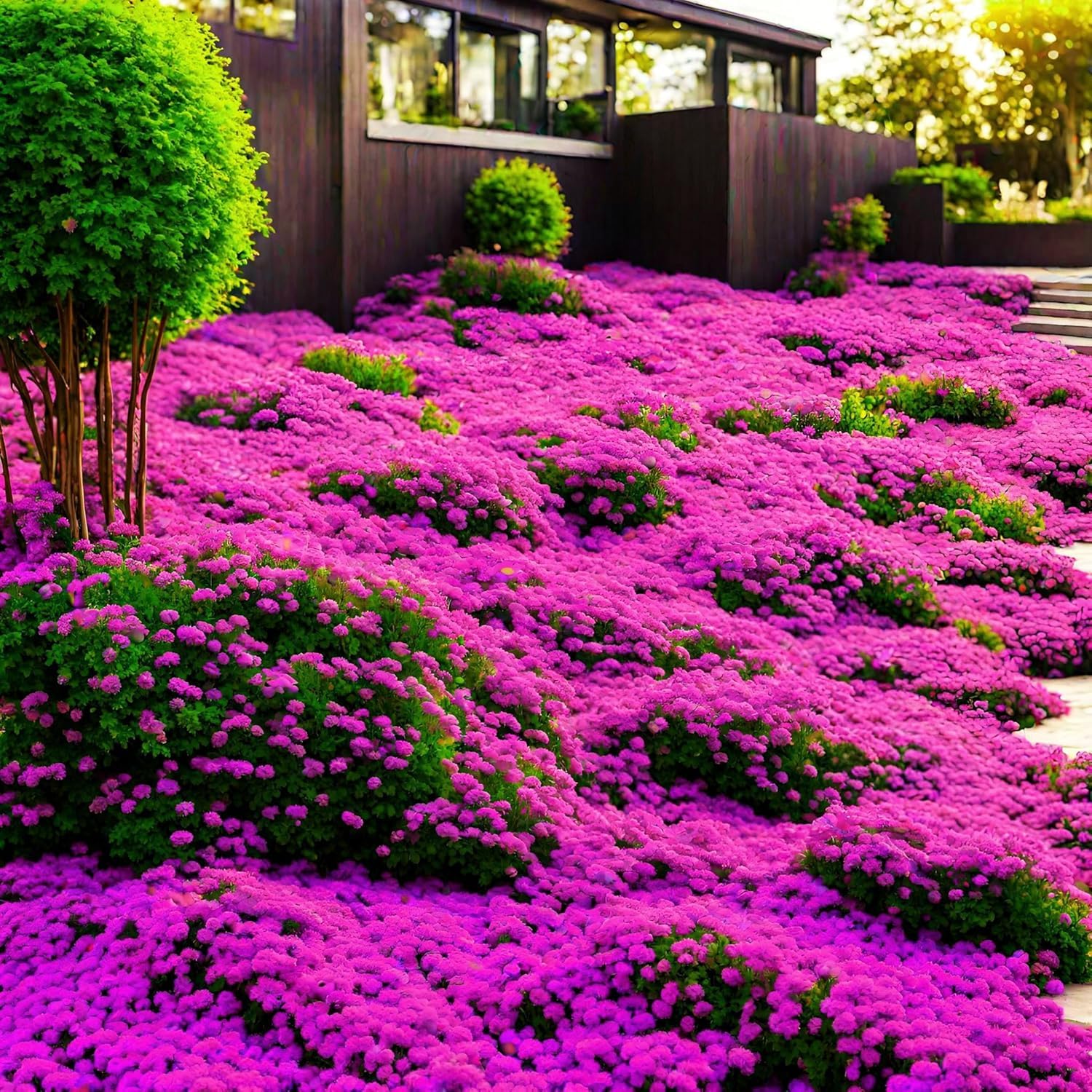 Wivolibe creeping thyme close-up shows evergreen leaves